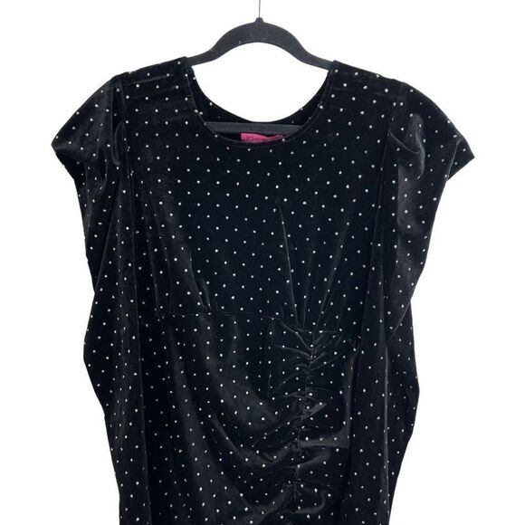 Betsey Johnson Black Power Sleeve Metallic Dot Velvet Dress Size L New - Picture 5 of 10